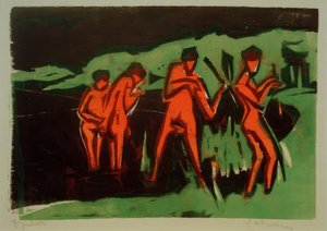 Bañistas lanzando juncos de Ernst Ludwig Kirchner